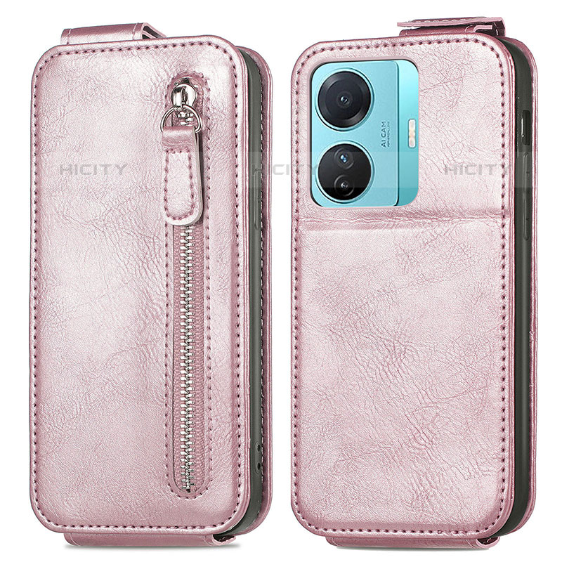 Housse Clapet Portefeuille Cuir pour Vivo iQOO Z6 Pro 5G Or Rose Plus