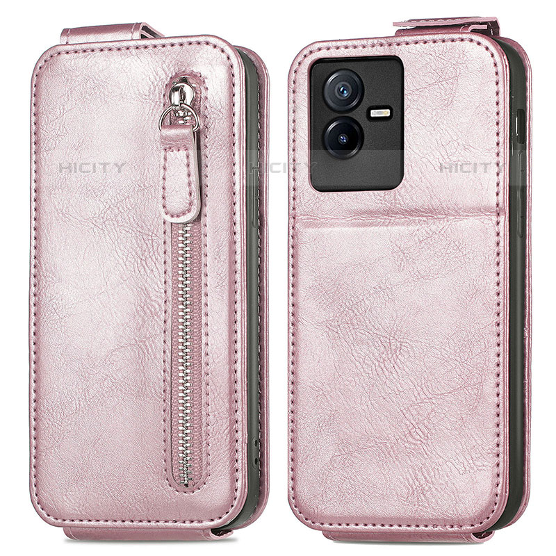 Housse Clapet Portefeuille Cuir pour Vivo Y73t Or Rose Plus