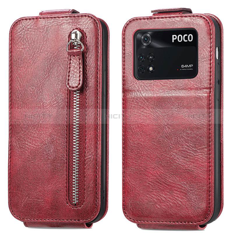 Housse Clapet Portefeuille Cuir pour Xiaomi Poco M4 Pro 4G Rouge Plus