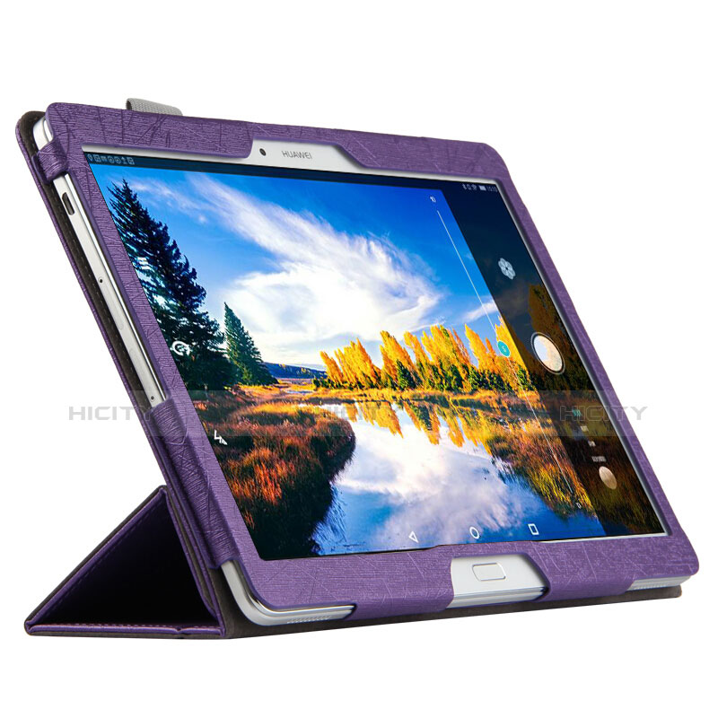 Housse Clapet Portefeuille Livre Cuir L01 pour Huawei MediaPad M2 10.0 M2-A01 M2-A01W M2-A01L Violet Plus