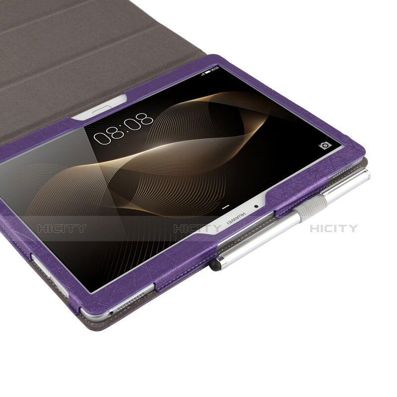 Housse Clapet Portefeuille Livre Cuir L01 pour Huawei MediaPad M2 10.0 M2-A01 M2-A01W M2-A01L Violet Plus