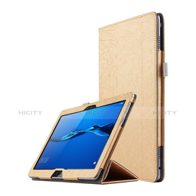 Housse Clapet Portefeuille Livre Cuir L01 pour Huawei MediaPad M3 Lite 10.1 BAH-W09 Or Plus