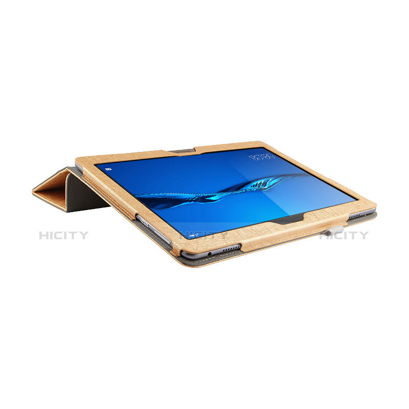 Housse Clapet Portefeuille Livre Cuir L01 pour Huawei MediaPad M3 Lite 10.1 BAH-W09 Or Plus