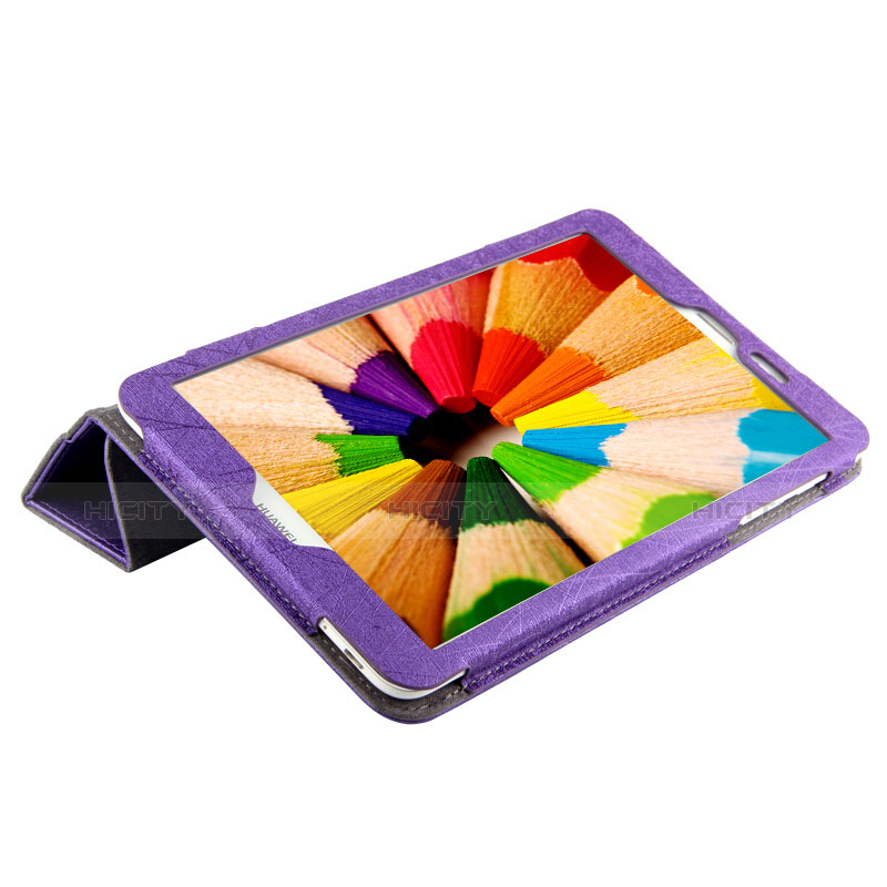 Housse Clapet Portefeuille Livre Cuir L01 pour Huawei Mediapad T1 7.0 T1-701 T1-701U Violet Plus