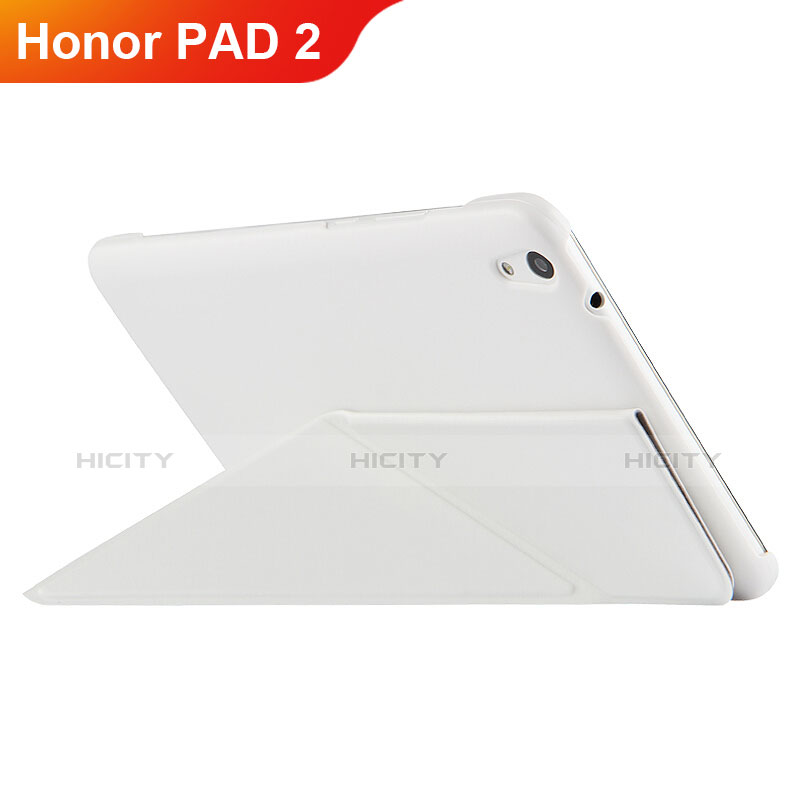 Housse Clapet Portefeuille Livre Cuir L02 pour Huawei Honor Pad 2 Blanc Plus