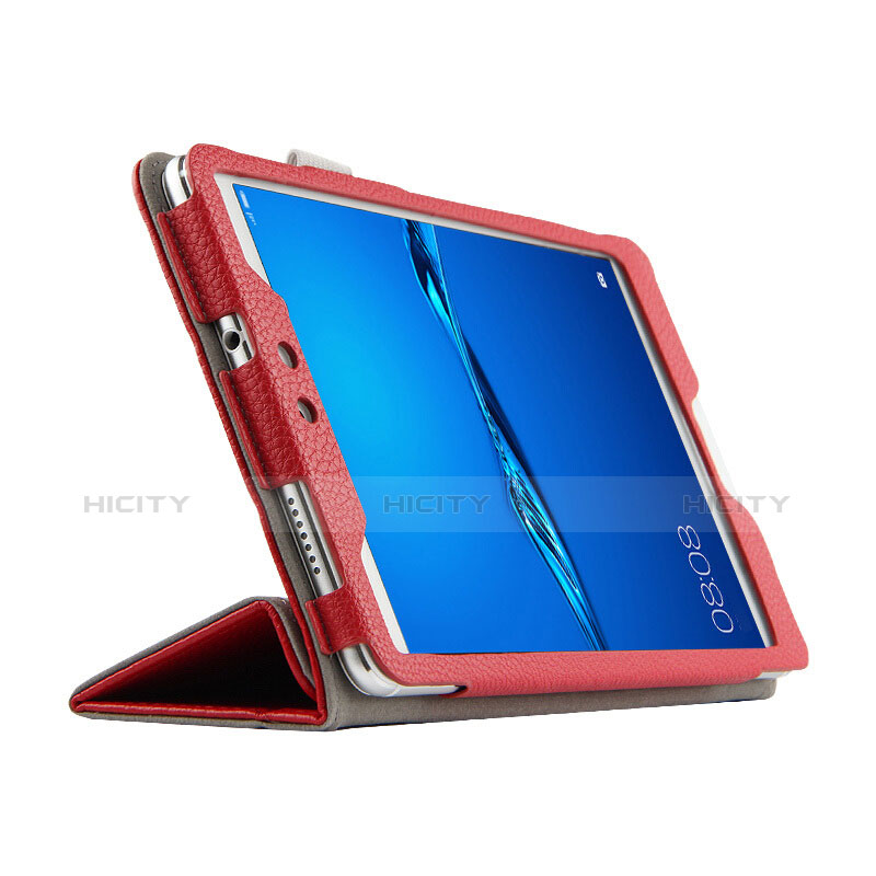 Housse Clapet Portefeuille Livre Cuir L02 pour Huawei MediaPad M3 Lite 8.0 CPN-W09 CPN-AL00 Rouge Plus