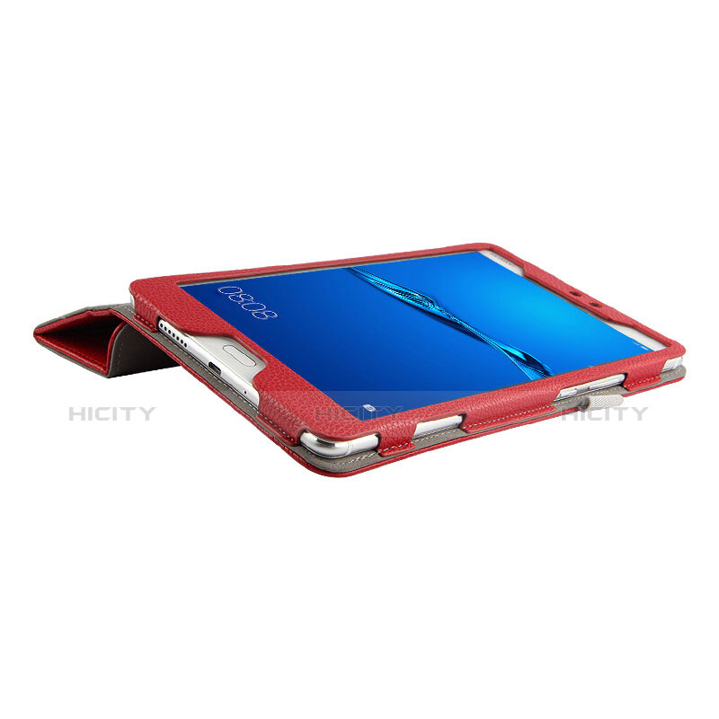 Housse Clapet Portefeuille Livre Cuir L02 pour Huawei MediaPad M3 Lite 8.0 CPN-W09 CPN-AL00 Rouge Plus