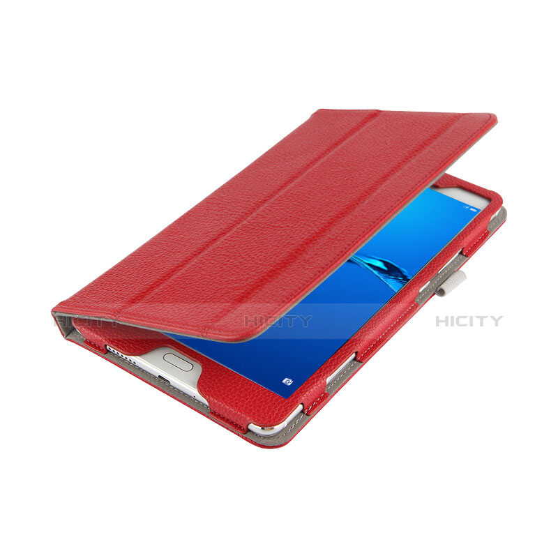 Housse Clapet Portefeuille Livre Cuir L02 pour Huawei MediaPad M3 Lite 8.0 CPN-W09 CPN-AL00 Rouge Plus