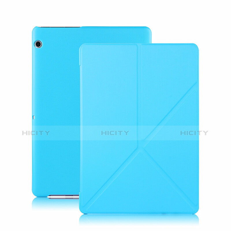 Housse Clapet Portefeuille Livre Cuir L02 pour Huawei MediaPad T3 10 AGS-L09 AGS-W09 Bleu Ciel Plus