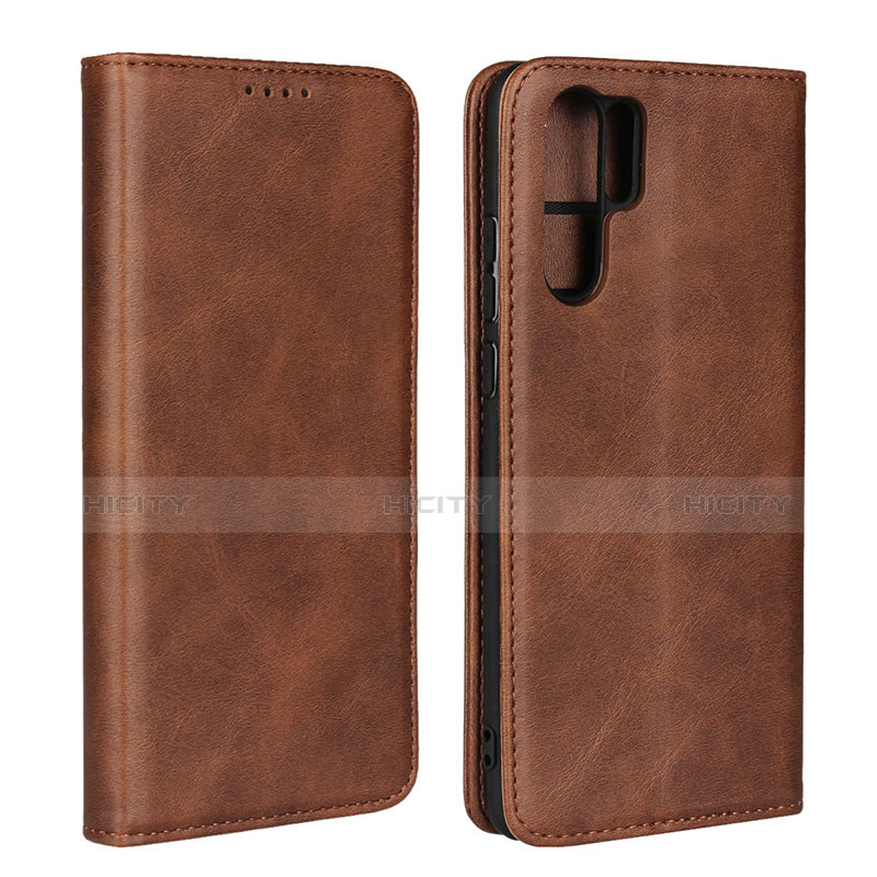 Housse Clapet Portefeuille Livre Cuir L02 pour Huawei P30 Pro Marron Plus