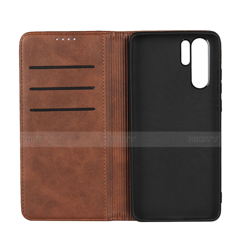 Housse Clapet Portefeuille Livre Cuir L02 pour Huawei P30 Pro Marron Plus