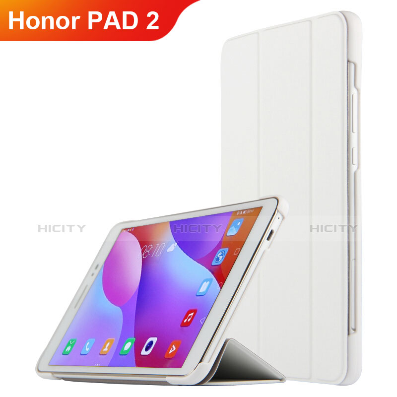 Housse Clapet Portefeuille Livre Cuir L03 pour Huawei Honor Pad 2 Blanc Plus