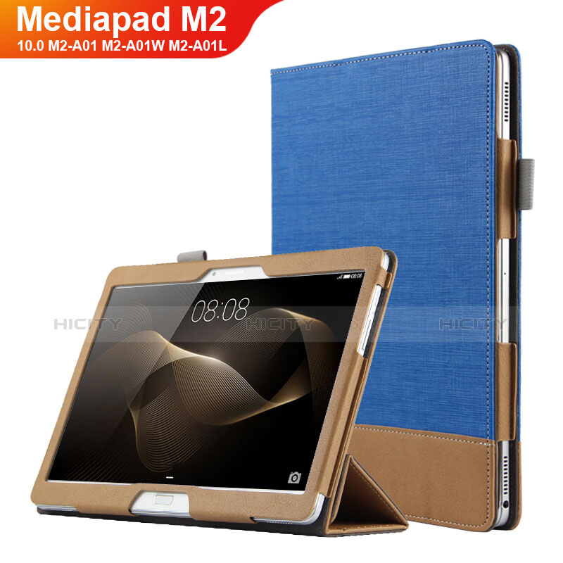 Housse Clapet Portefeuille Livre Cuir L03 pour Huawei MediaPad M2 10.0 M2-A01 M2-A01W M2-A01L Bleu Plus