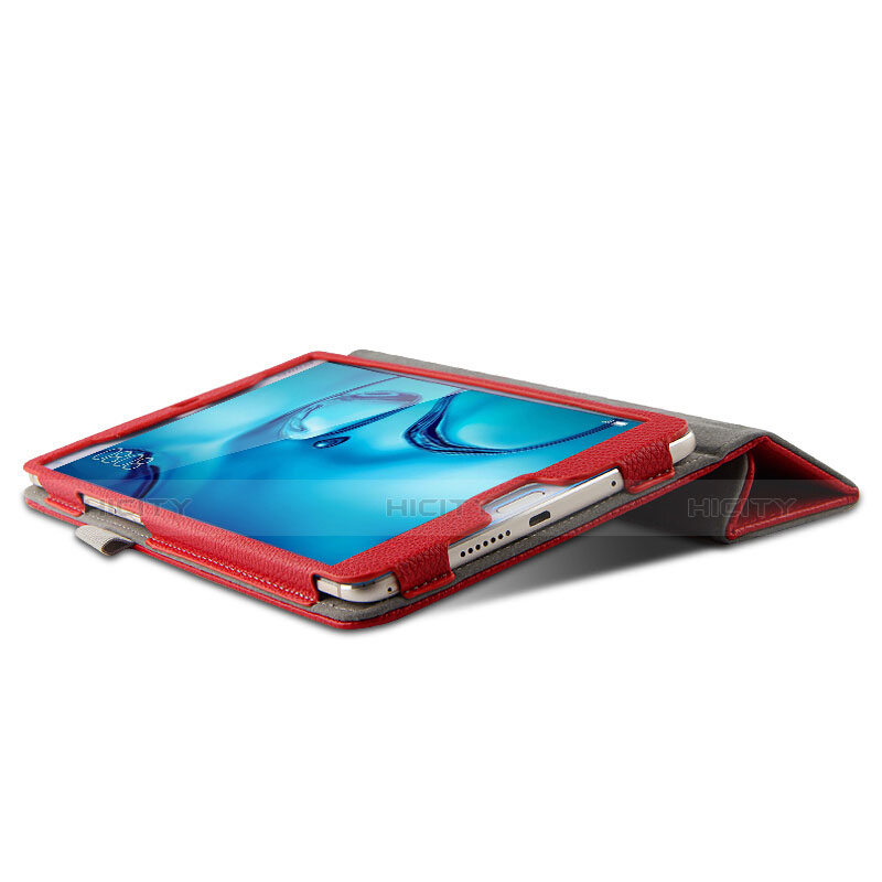 Housse Clapet Portefeuille Livre Cuir L03 pour Huawei Mediapad M3 8.4 BTV-DL09 BTV-W09 Rouge Plus