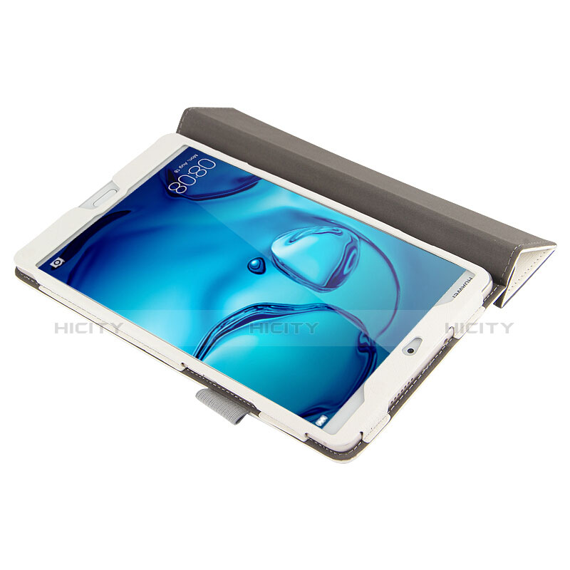 Housse Clapet Portefeuille Livre Cuir L04 pour Huawei Mediapad M3 8.4 BTV-DL09 BTV-W09 Blanc Plus