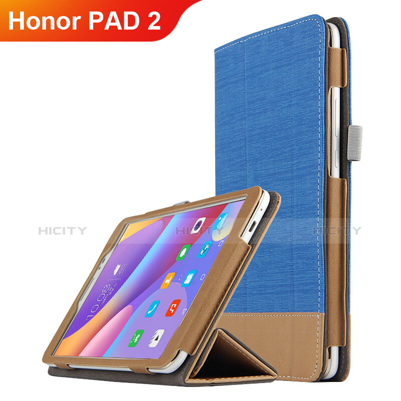 Housse Clapet Portefeuille Livre Cuir L05 pour Huawei Honor Pad 2 Bleu Plus