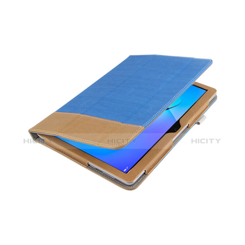 Housse Clapet Portefeuille Livre Cuir L06 pour Huawei MediaPad T3 10 AGS-L09 AGS-W09 Bleu Plus