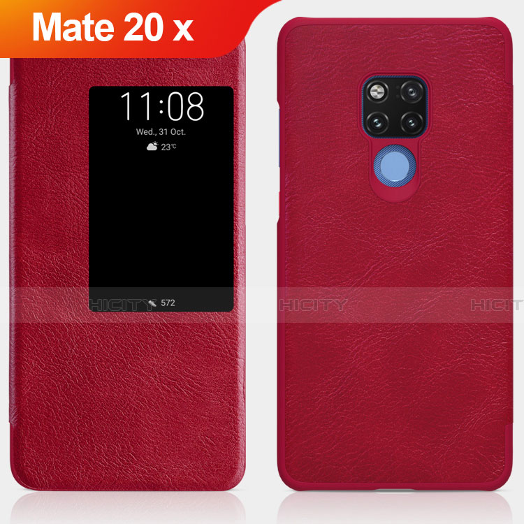 Housse Clapet Portefeuille Livre Cuir pour Huawei Mate 20 X 5G Rouge Plus