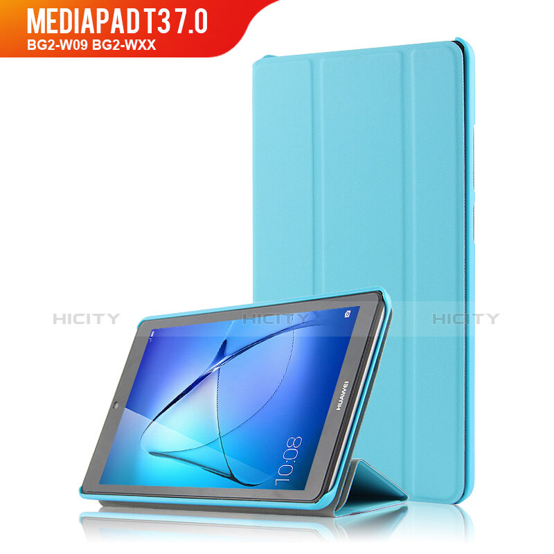 Housse Clapet Portefeuille Livre Cuir pour Huawei MediaPad T3 7.0 BG2-W09 BG2-WXX Bleu Ciel Plus