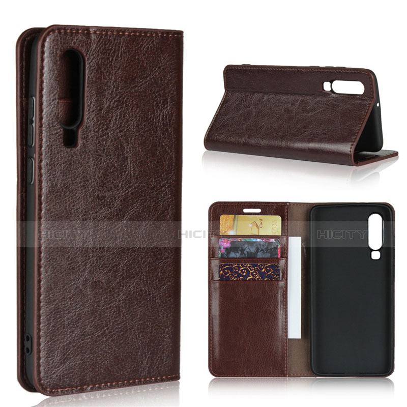 Housse Clapet Portefeuille Livre Cuir pour Huawei P30 Marron Plus