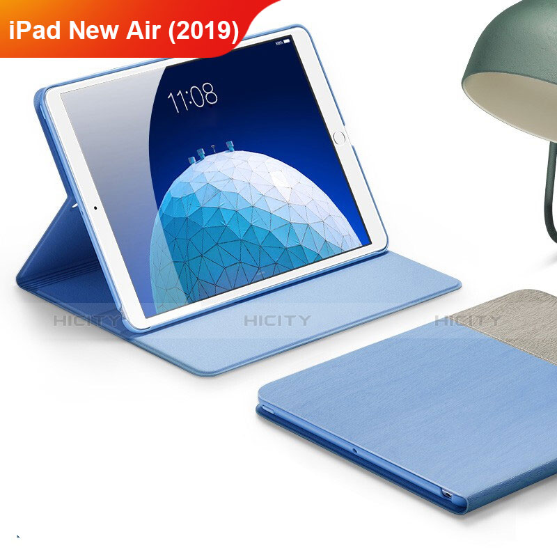 Housse Clapet Portefeuille Livre Tissu pour Apple iPad Air 3 Bleu Ciel Plus