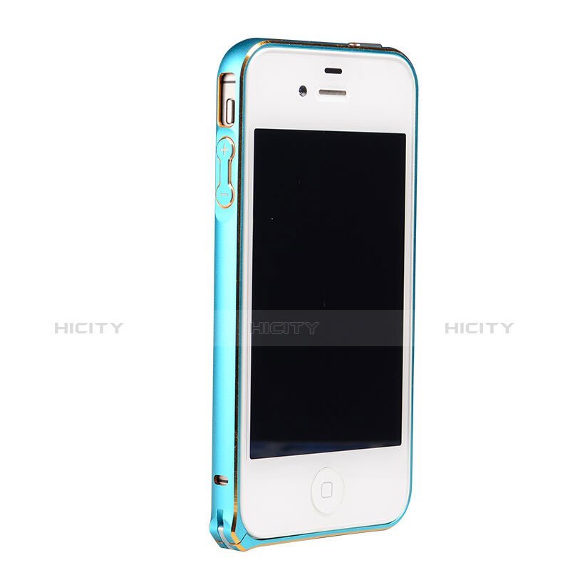 Housse Contour Luxe Aluminum Metal pour Apple iPhone 4 Bleu Ciel Plus