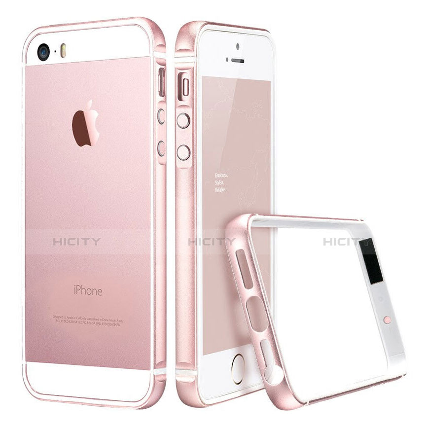 Housse Contour Luxe Aluminum Metal pour Apple iPhone 5S Rose Plus