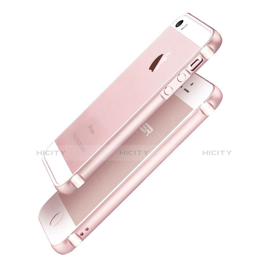 Housse Contour Luxe Aluminum Metal pour Apple iPhone 5S Rose Plus