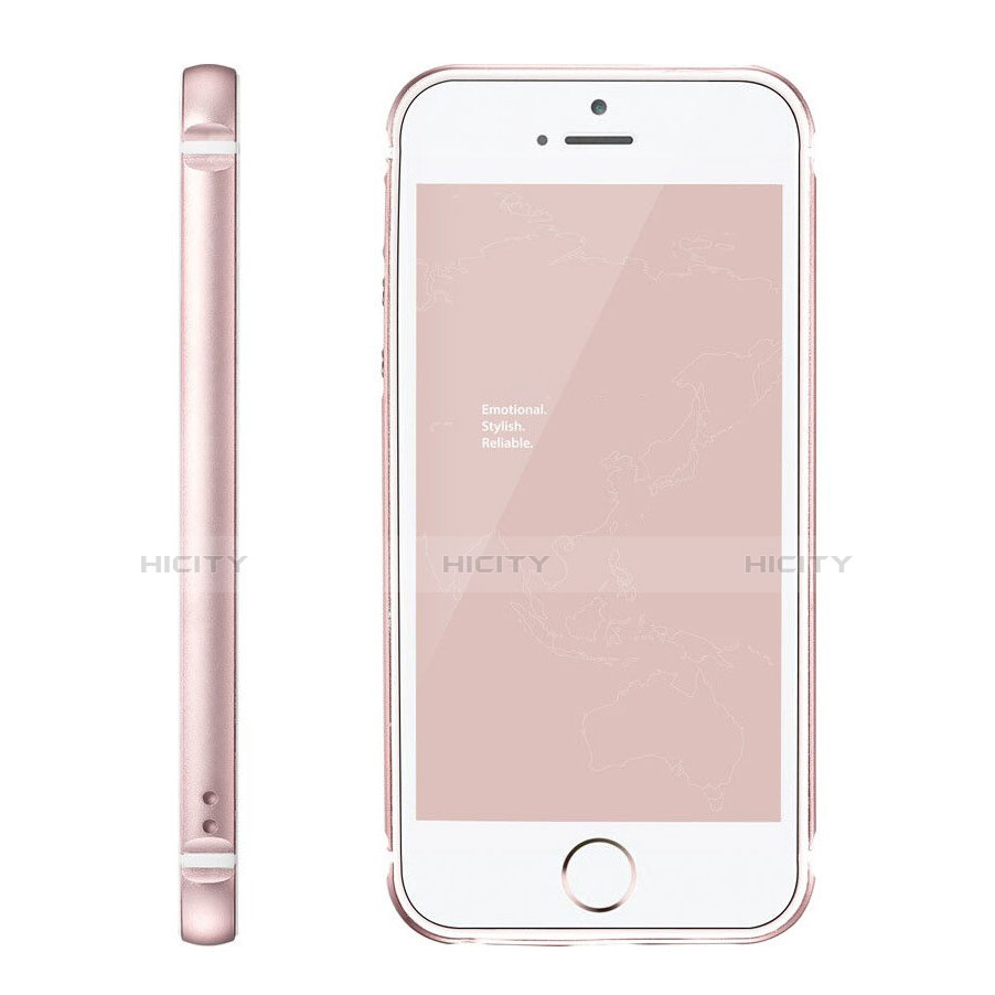 Housse Contour Luxe Aluminum Metal pour Apple iPhone 5S Rose Plus