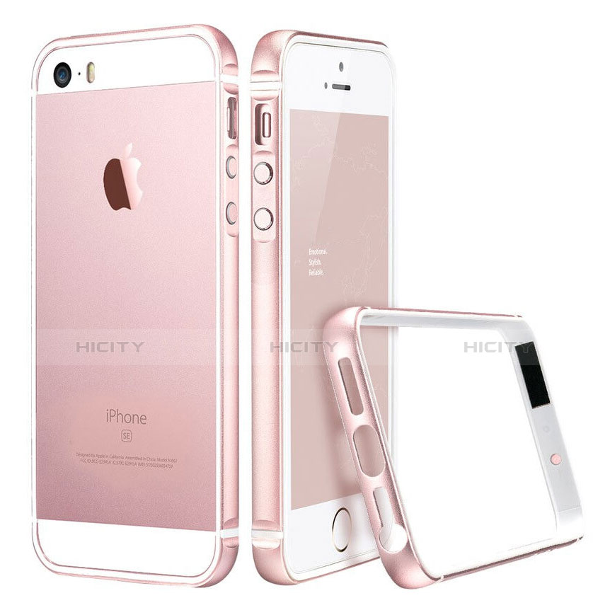 Housse Contour Luxe Aluminum Metal pour Apple iPhone SE Or Rose Plus