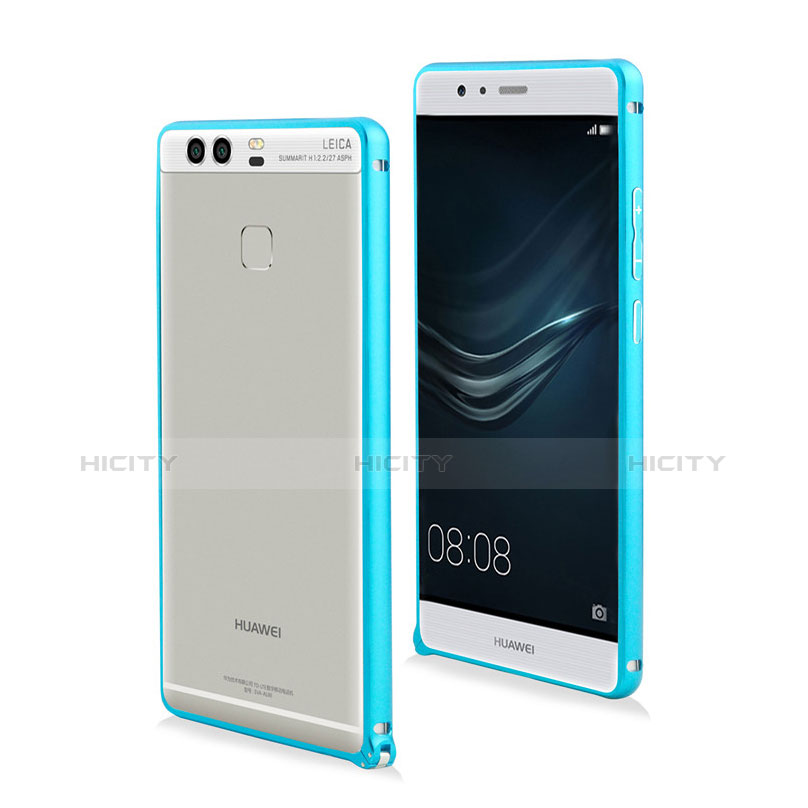 Housse Contour Luxe Aluminum Metal pour Huawei P9 Bleu Ciel Plus