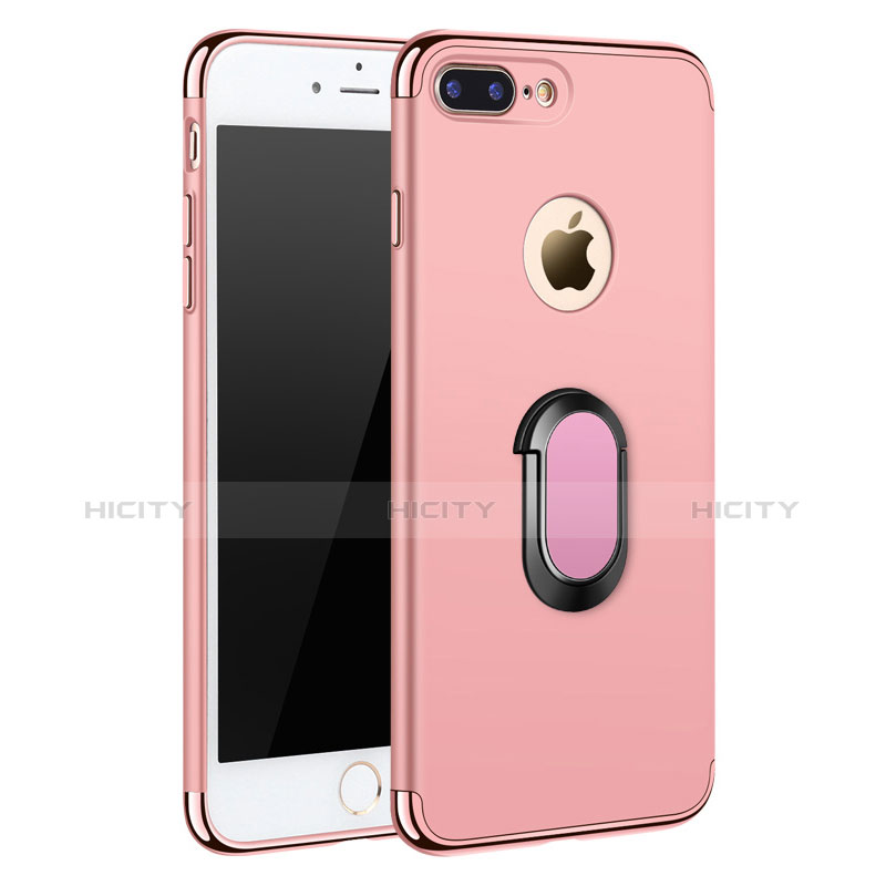 Housse Contour Luxe Metal et Plastique avec Support Bague Anneau A01 pour Apple iPhone 7 Plus Or Rose Plus