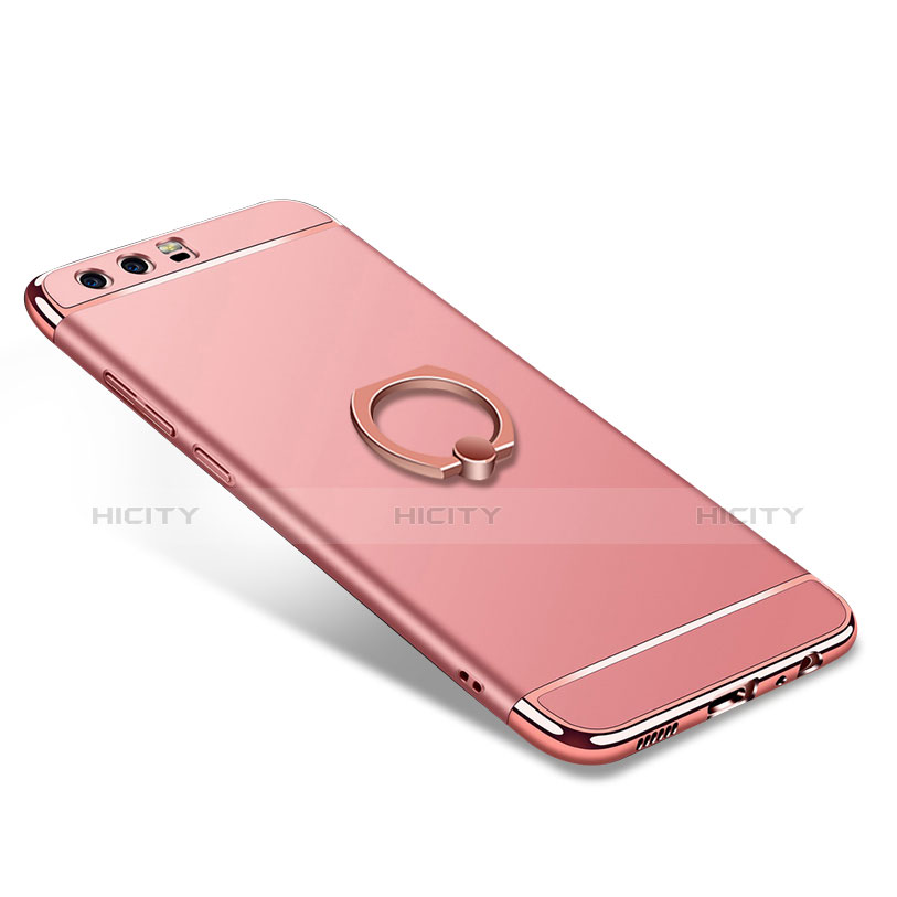 Housse Contour Luxe Metal et Plastique avec Support Bague Anneau A01 pour Huawei P10 Or Rose Plus