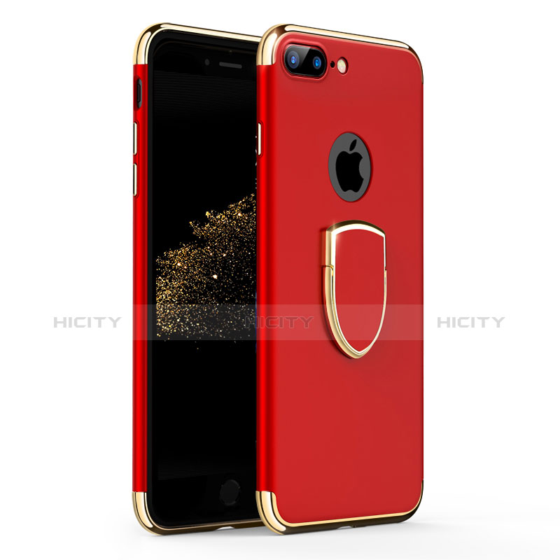 Housse Contour Luxe Metal et Plastique avec Support Bague Anneau A03 pour Apple iPhone 8 Plus Rouge Plus