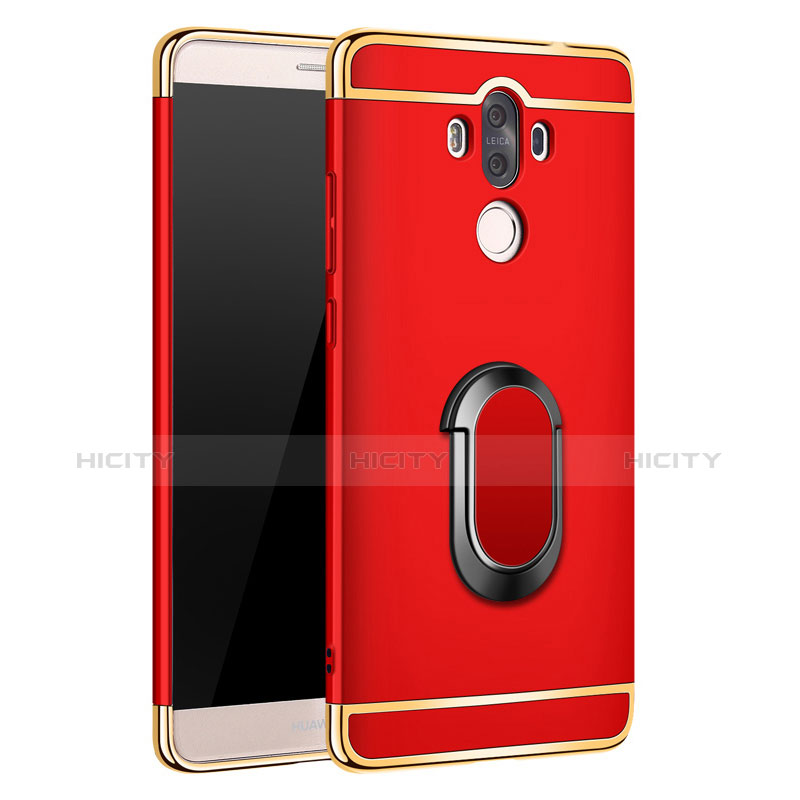 Housse Contour Luxe Metal et Plastique avec Support Bague Anneau A03 pour Huawei Mate 9 Rouge Plus