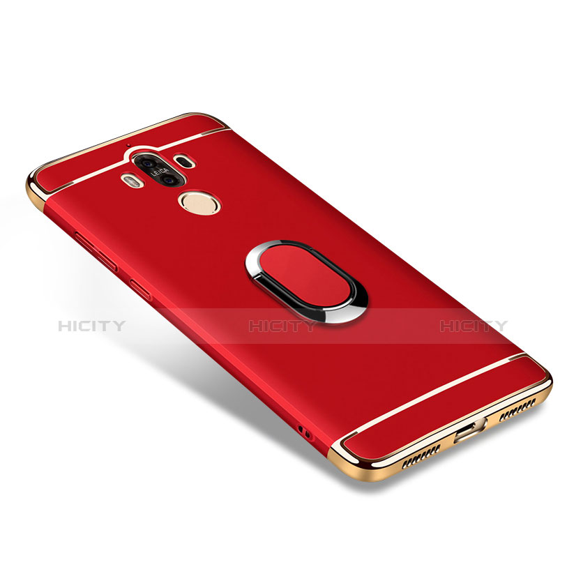 Housse Contour Luxe Metal et Plastique avec Support Bague Anneau A03 pour Huawei Mate 9 Rouge Plus