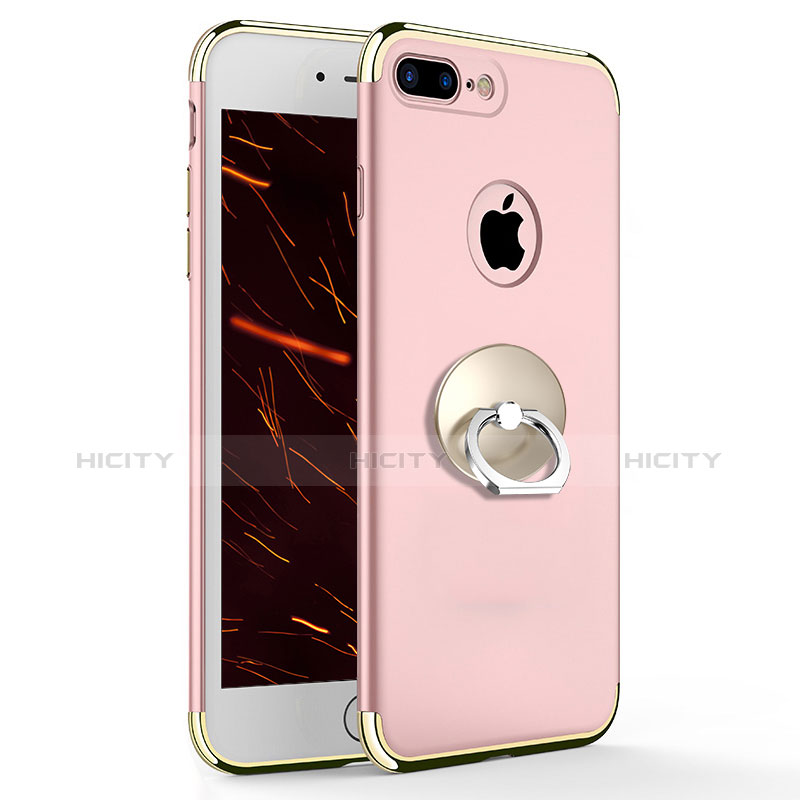 Housse Contour Luxe Metal et Plastique avec Support Bague Anneau A04 pour Apple iPhone 7 Plus Rose Plus