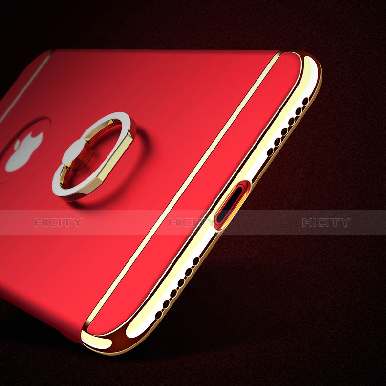 Housse Contour Luxe Metal et Plastique avec Support Bague Anneau F02 pour Apple iPhone Xs Rouge Plus