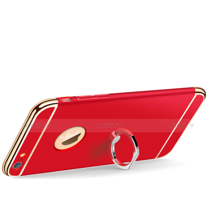 Housse Contour Luxe Metal et Plastique avec Support Bague Anneau pour Apple iPhone 6 Rouge Plus