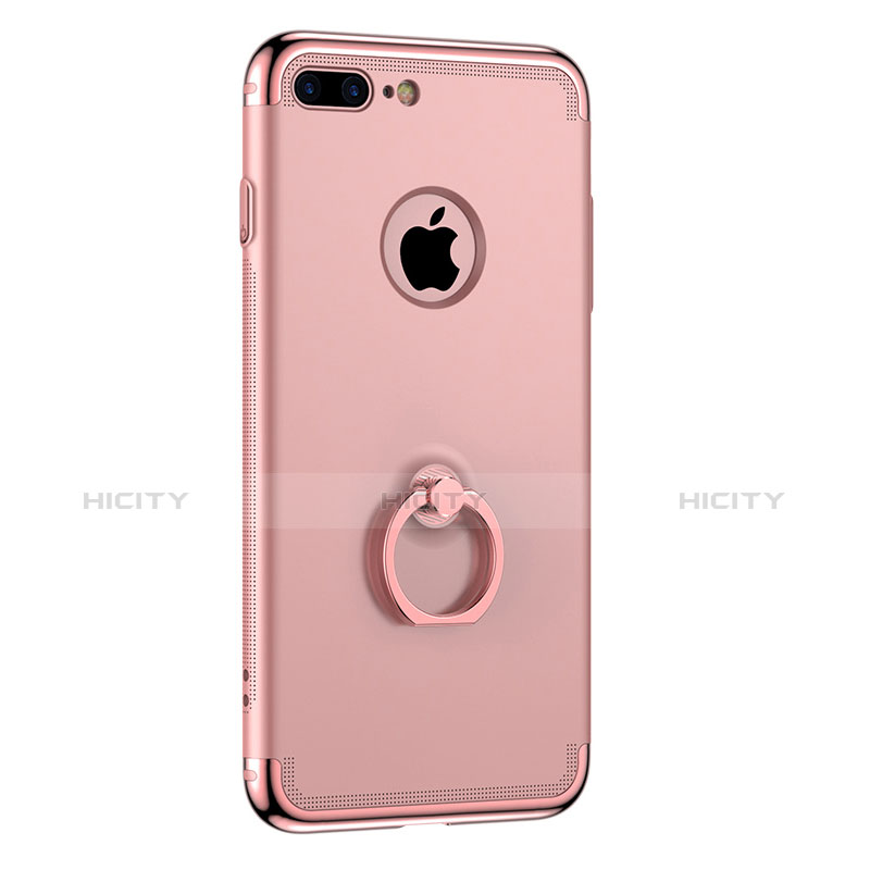 Housse Contour Luxe Metal et Plastique avec Support Bague Anneau pour Apple iPhone 7 Plus Or Rose Plus