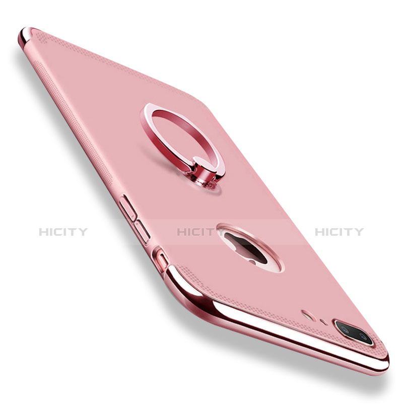 Housse Contour Luxe Metal et Plastique avec Support Bague Anneau pour Apple iPhone 7 Plus Or Rose Plus