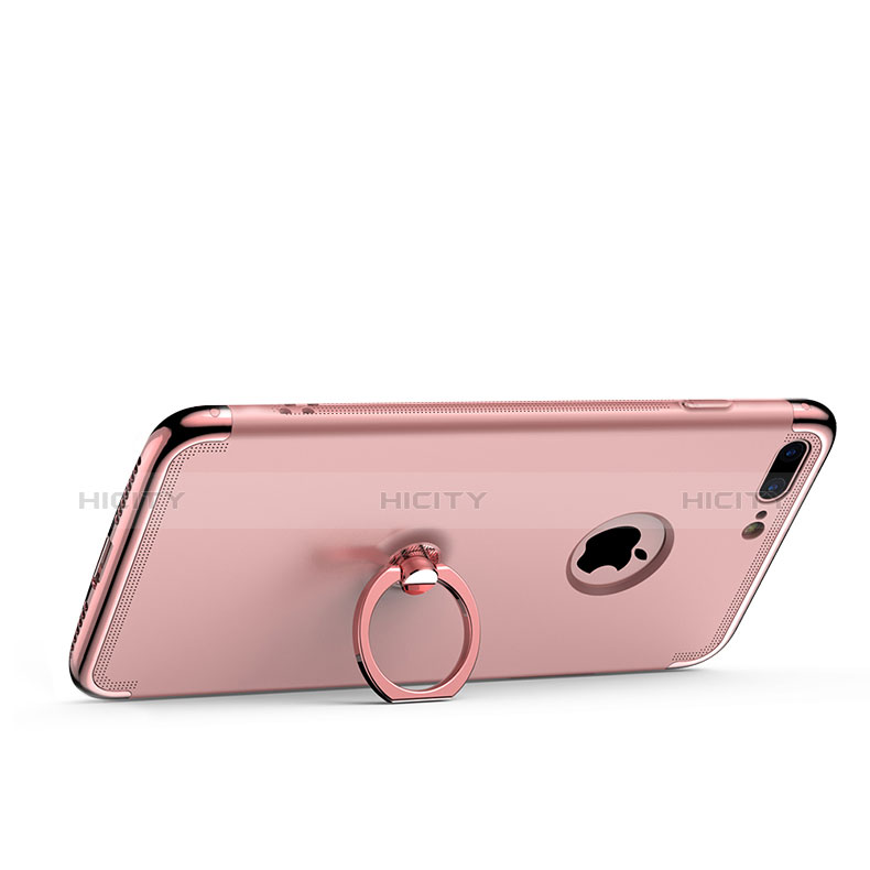 Housse Contour Luxe Metal et Plastique avec Support Bague Anneau pour Apple iPhone 7 Plus Or Rose Plus