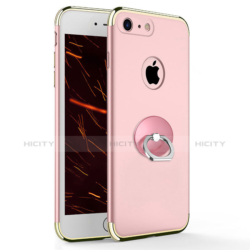 Housse Contour Luxe Metal et Plastique avec Support Bague Anneau pour Apple iPhone 7 Rose Plus