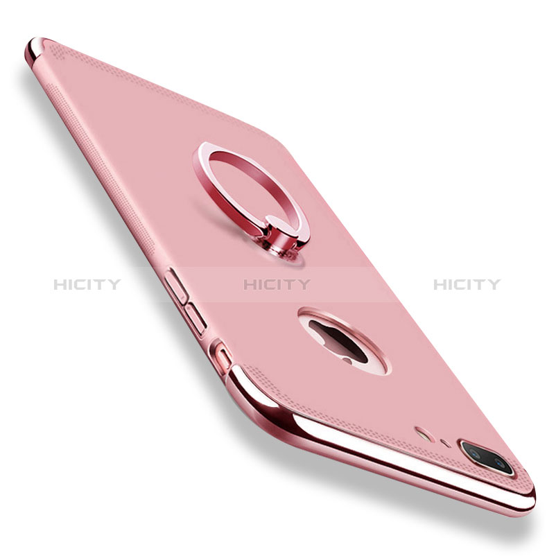 Housse Contour Luxe Metal et Plastique avec Support Bague Anneau pour Apple iPhone 8 Plus Or Rose Plus