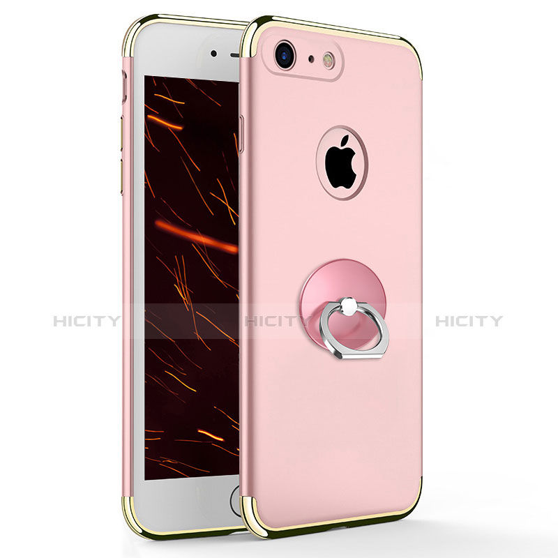 Housse Contour Luxe Metal et Plastique avec Support Bague Anneau pour Apple iPhone 8 Rose Plus