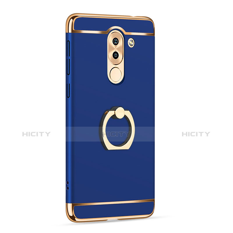 Housse Contour Luxe Metal et Plastique avec Support Bague Anneau pour Huawei GR5 (2017) Bleu Plus