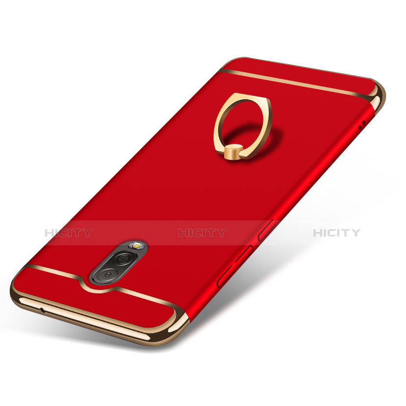 Housse Contour Luxe Metal et Plastique avec Support Bague Anneau pour Samsung Galaxy C7 (2017) Rouge Plus