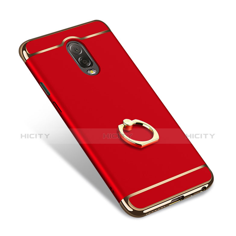 Housse Contour Luxe Metal et Plastique avec Support Bague Anneau pour Samsung Galaxy C7 (2017) Rouge Plus