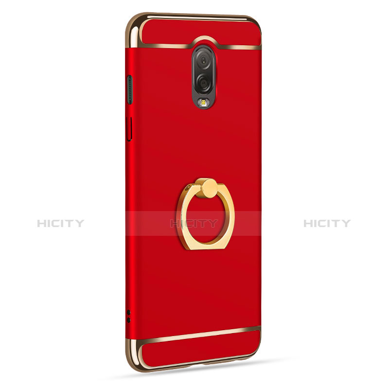 Housse Contour Luxe Metal et Plastique avec Support Bague Anneau pour Samsung Galaxy C7 (2017) Rouge Plus