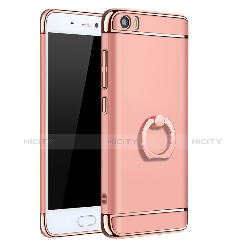 Housse Contour Luxe Metal et Plastique avec Support Bague Anneau pour Xiaomi Mi 5 Or Rose Plus